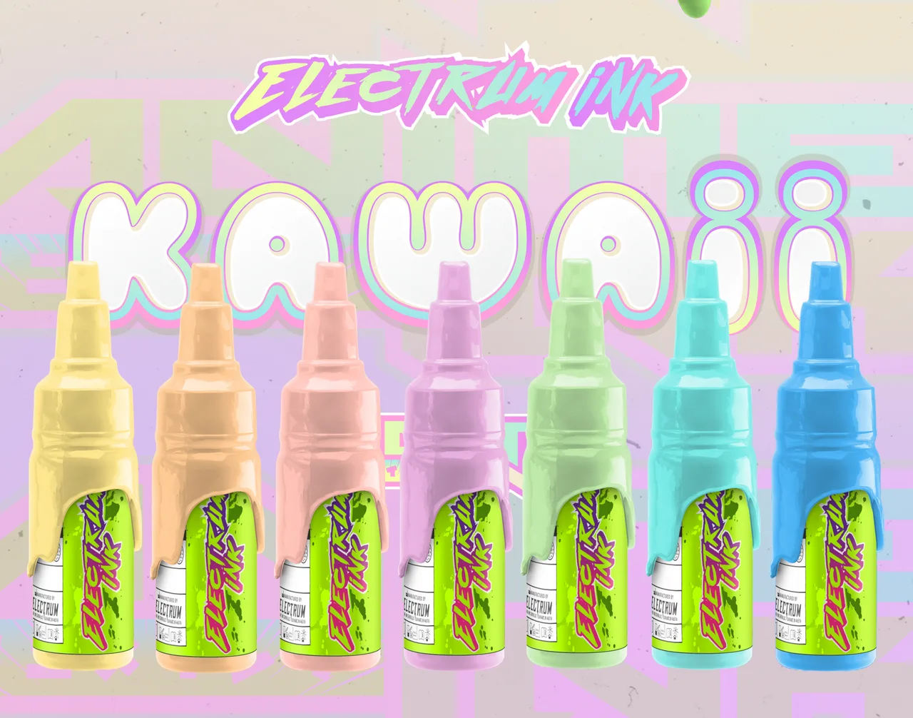 Electrum Ink – 7 Color Kawaii Pastel Tattoo Ink Set